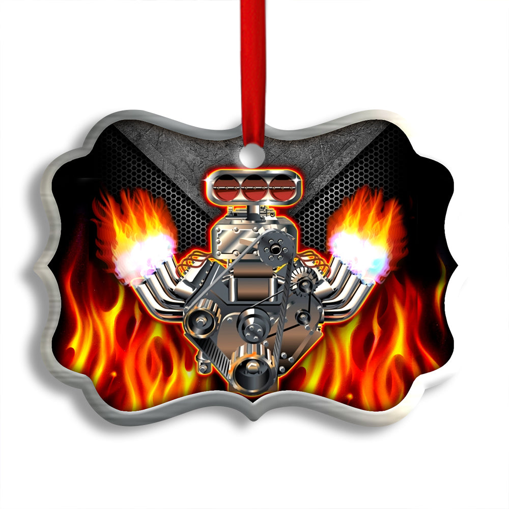 Hot Rod Christmas Flame Merry Xmas - Horizonal Ornament - Owl Ohh - Owl Ohh
