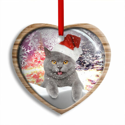 Christmas Cat Snowy Day - Heart Ornament - Owl Ohh - Owl Ohh