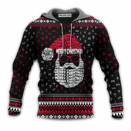 Christmas Santa Claus Retro Viking Pattern - Hoodie - Owl Ohh - Owl Ohh
