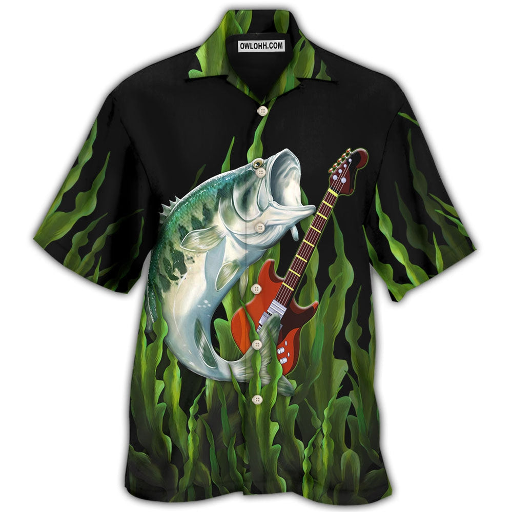 Fishing I Like Fishing And Guitars - Hawaiian Shirt - Owl Ohh - Owl Ohh
