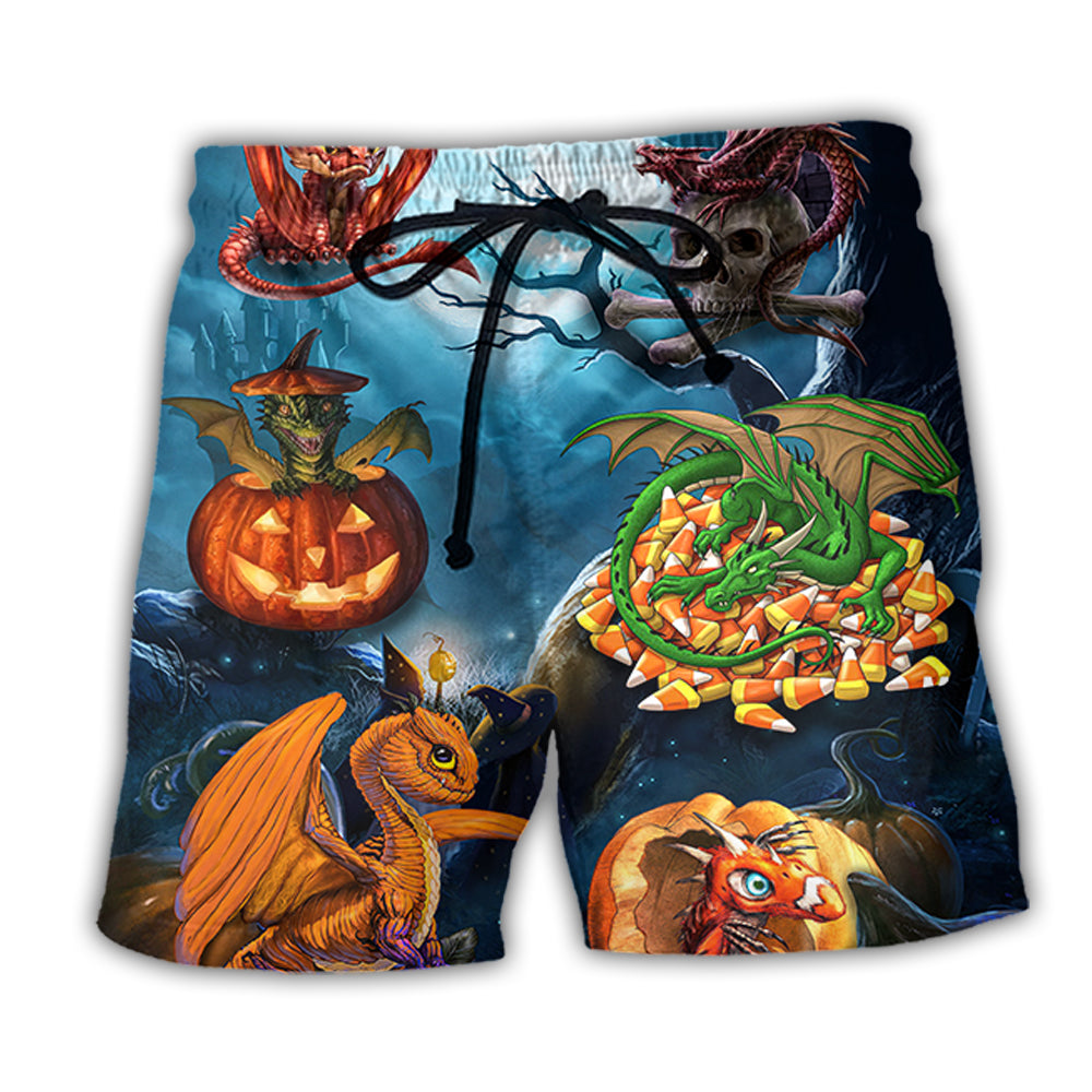 Halloween Dragon Pumpkin Scary Sky Night - Beach Short - Owl Ohh - Owl Ohh