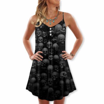 Skull Let Them Go To Hell - V-neck Sleeveless Cami Dress - Owl Ohh - Owl Ohh