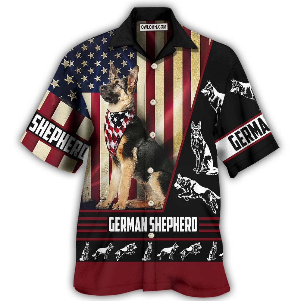 German Shepherd American Flag - Hawaiian Shirt - Owl Ohh - Owl Ohh