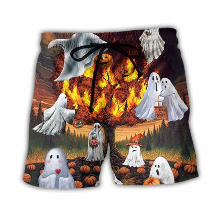 Halloween Boo Pumpkin Burning Scary - Beach Short - Owl Ohh - Owl Ohh