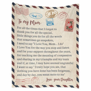 Mom Letter To My Mom I Love You Your Daughter - Flannel Blanket - Letter To My Mom Letter We Love You, Birthday Mom - Owl Ohh - Owl Ohh
