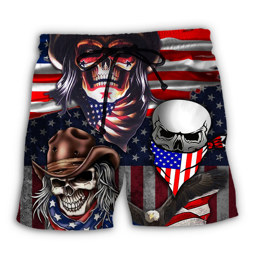 Skull Independence Day Cowboy Skull US - Beach Short - Owl Ohh - Owl Ohh