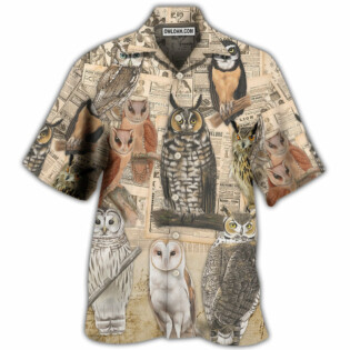 Owl Old Paper Vintage Art - Hawaiian Shirt - Owl Ohh - Owl Ohh