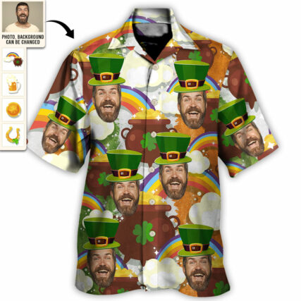 ST Patrick's Day For You Funny Face Custom Photo - Hawaiian Shirt - Personalized Photo Gifts for men and women, kids - Owl Ohh