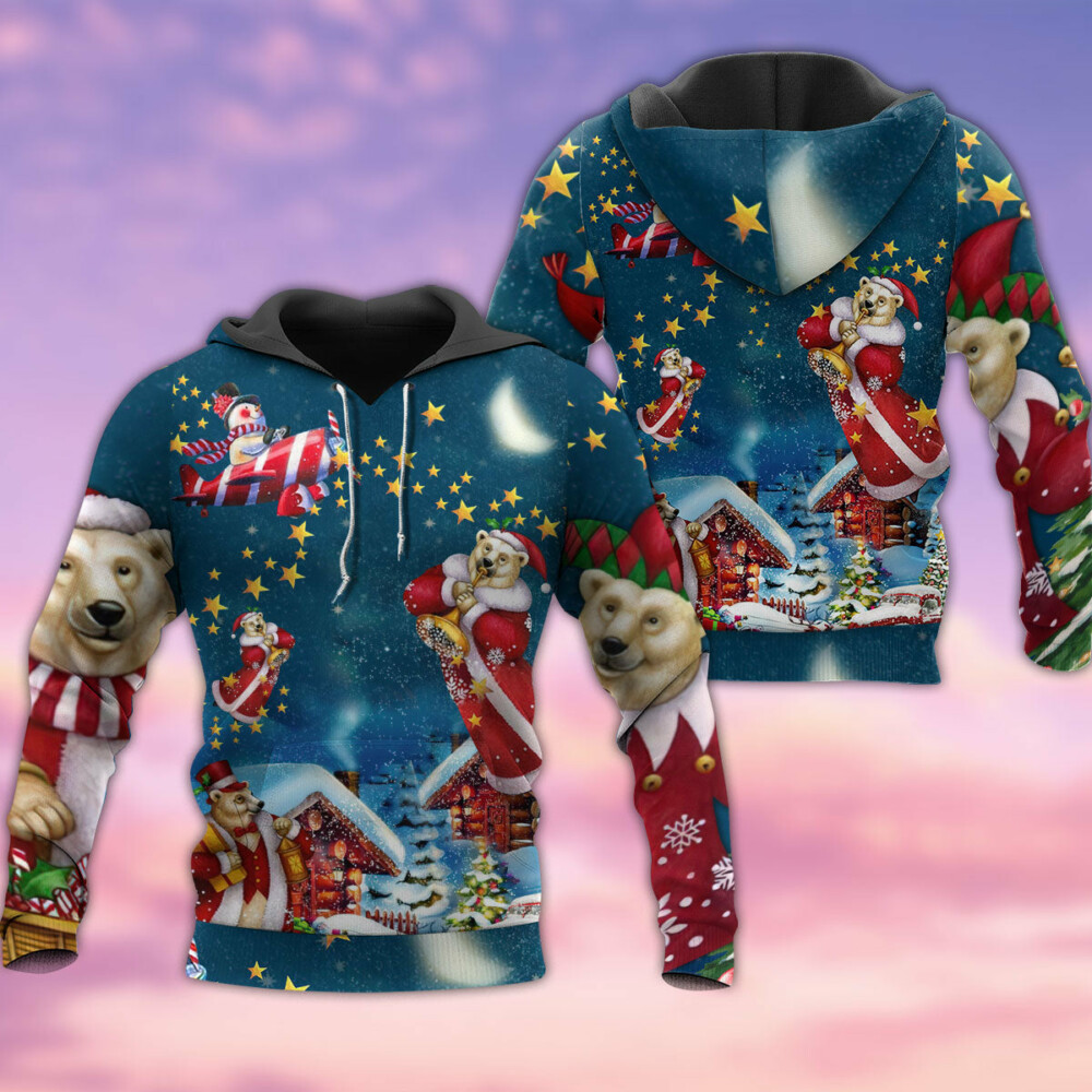Christmas Bear Santa So Much Bright - Hoodie - Owl Ohh - Owl Ohh
