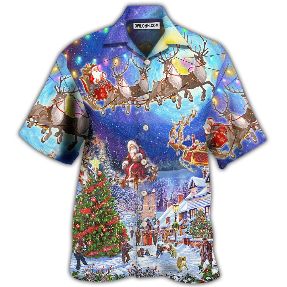 Christmas Santa Claus Snow Night Village - Hawaiian Shirt - Owl Ohh - Owl Ohh