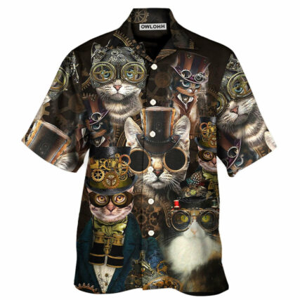 Cat Steampunk Art Machines Lover - Hawaiian Shirt - Owl Ohh - Owl Ohh