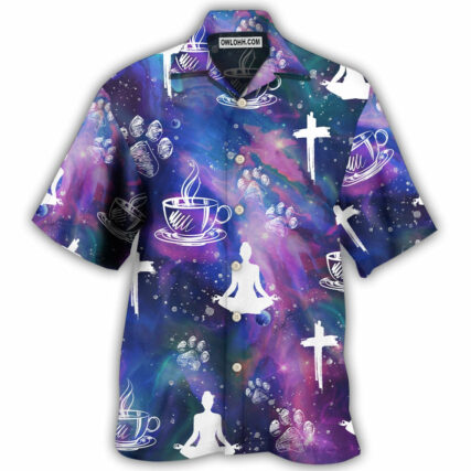 Coffee Jesus Dog Yoga - Hawaiian Shirt - Owl Ohh - Owl Ohh