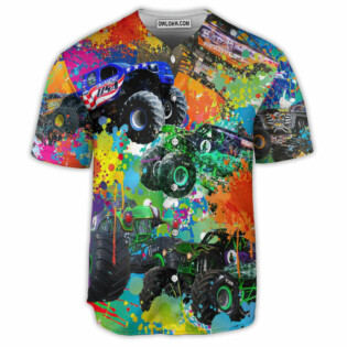 Truck Monster Colorful Truck Painting - Baseball Jersey - Owl Ohh - Owl Ohh