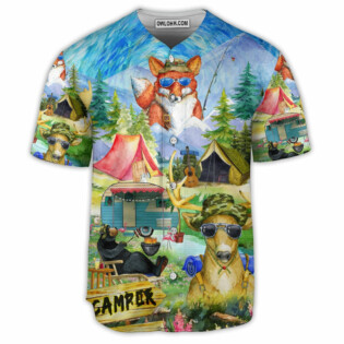 Camping Happy Animals Art Style - Baseball Jersey - Owl Ohh - Owl Ohh