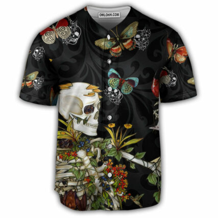 Skull Love Butterfly Overnight - Baseball Jersey - Owl Ohh - Owl Ohh
