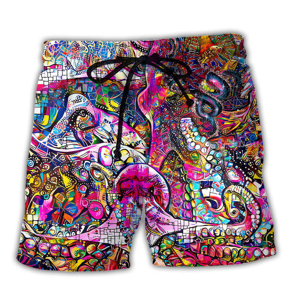 Octopus in Whimsical Modern Psychedelics - Beach Short - Owl Ohh - Owl Ohh