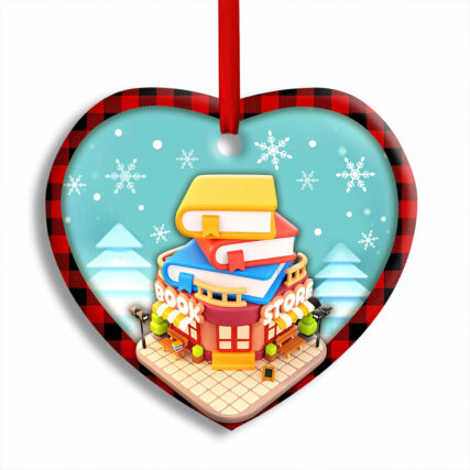 Bookstore Christmas So Many Books So Little Time - Heart Ornament - Owl Ohh - Owl Ohh