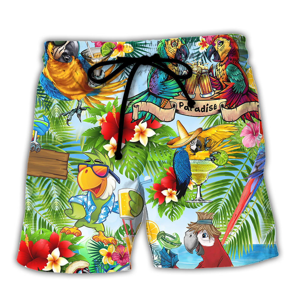 Parrot Love Life Happiness - Beach Short - Owl Ohh - Owl Ohh