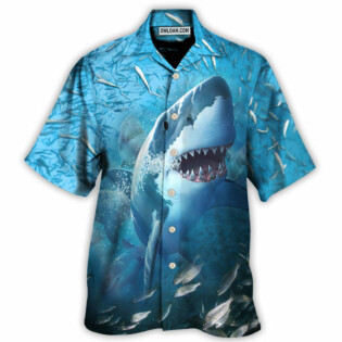 Shark Swims Through Baitfish Shoal - Hawaiian Shirt - Owl Ohh for men and women, kids - Owl Ohh