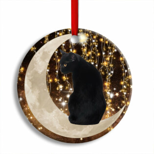 Black Cat And Moon Bright - Circle Ornament - Owl Ohh - Owl Ohh
