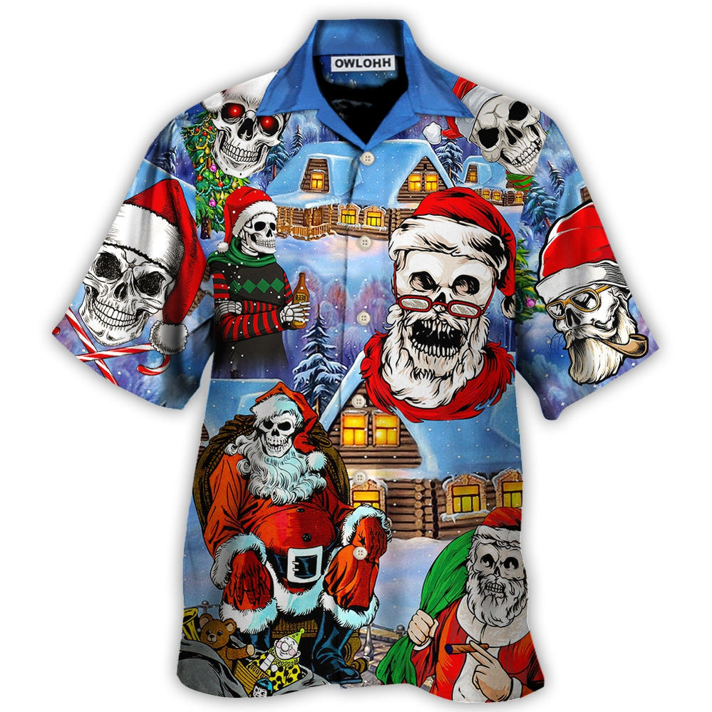 Christmas Skull Santa In The Town Love Xmas - Hawaiian Shirt - Owl Ohh - Owl Ohh