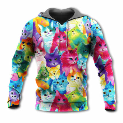Cat Colorful Little Cute Kitten Happy Life - Hoodie - Owl Ohh - Owl Ohh
