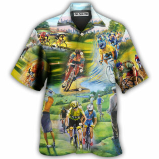 Cycling And Golf Lover Abstract Painting - Hawaiian Shirt - Owl Ohh - Owl Ohh