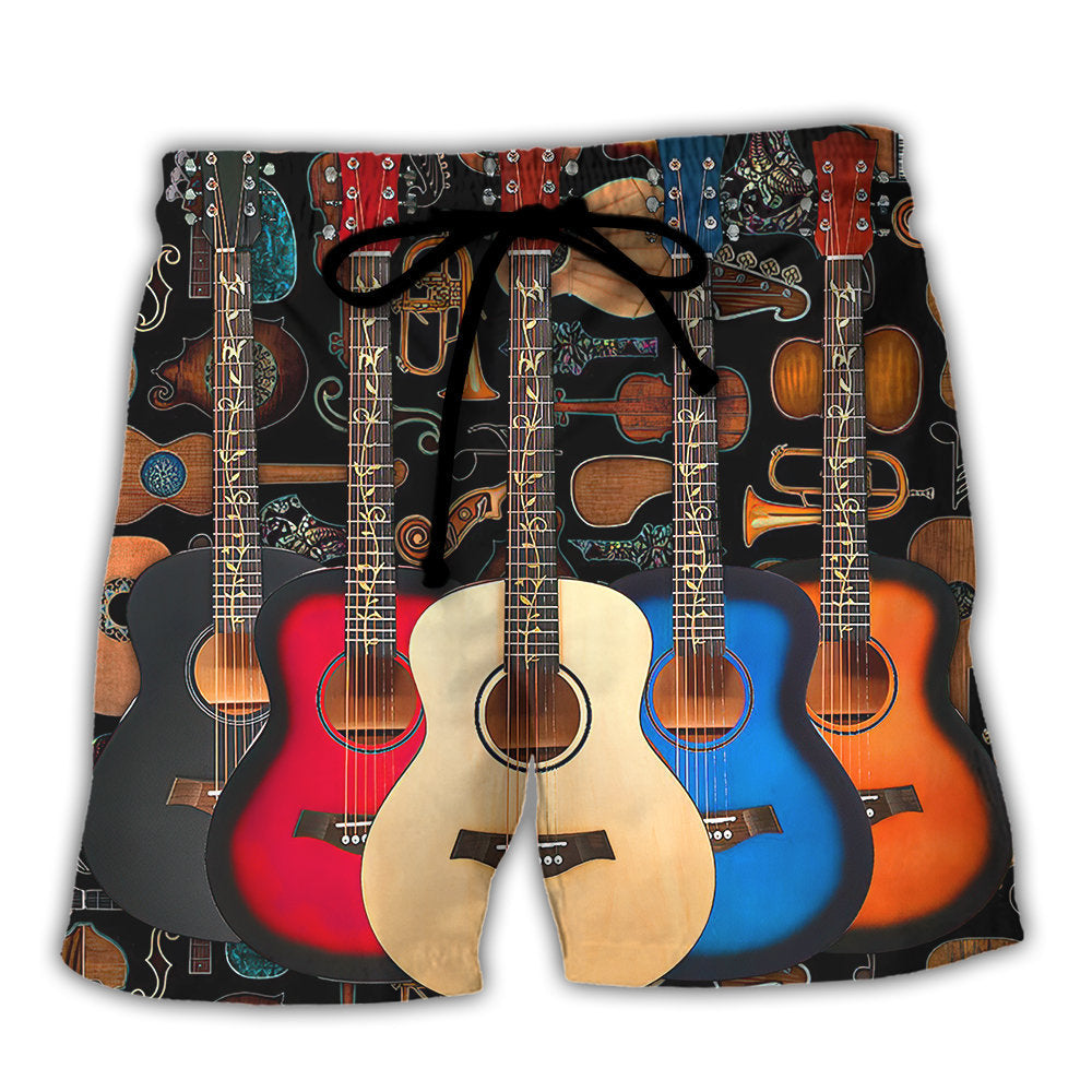 Guitar Lover Happy Life With Music - Beach Short - Owl Ohh - Owl Ohh
