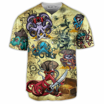 Pirate Octopus Pirate Funny - Baseball Jersey - Owl Ohh