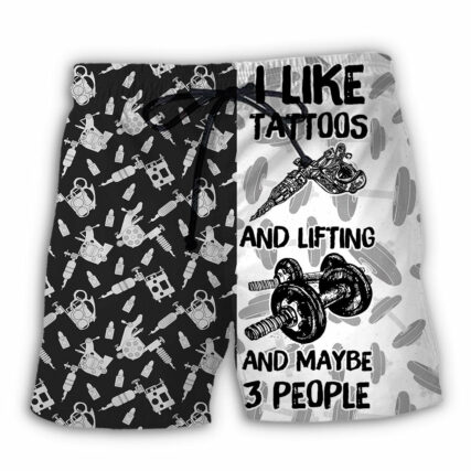 Tattoo Lifting I Like Tatoos And Lifting - Beach Short - Owl Ohh - Owl Ohh