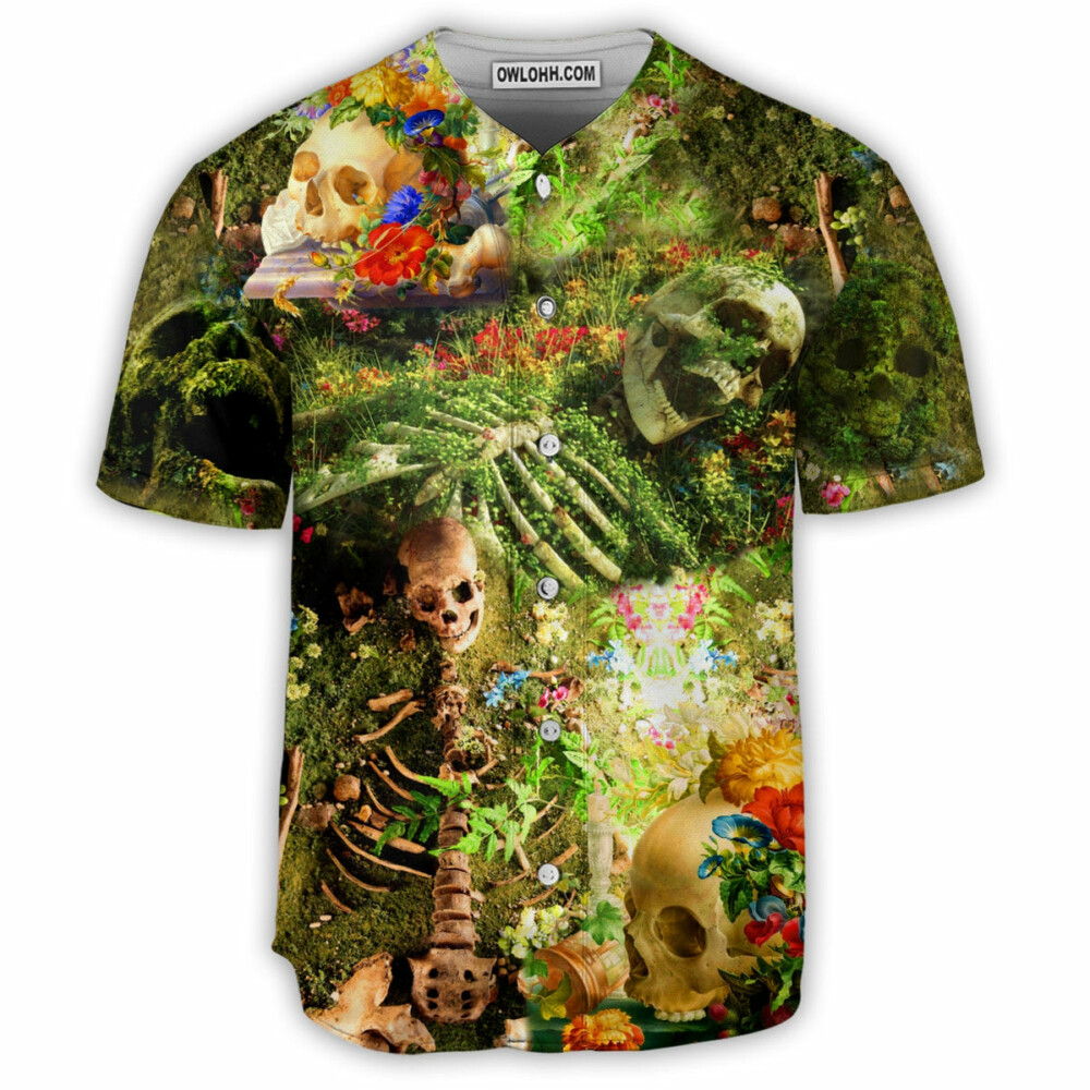 Skull Flower Skeleton Forever - Baseball Jersey - Owl Ohh - Owl Ohh