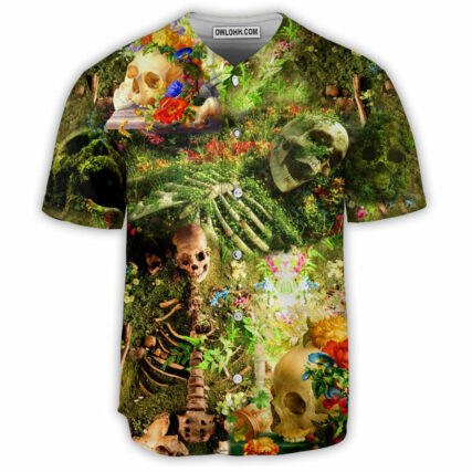 Skull Flower Skeleton Forever - Baseball Jersey - Owl Ohh - Owl Ohh