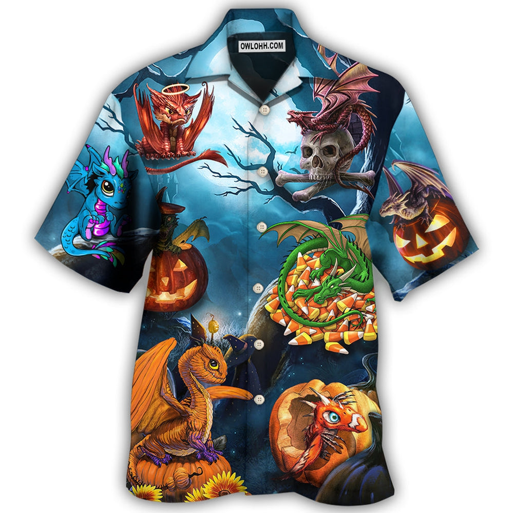 Halloween Dragon Pumpkin Scary Sky Night - Hawaiian Shirt - Owl Ohh - Owl Ohh