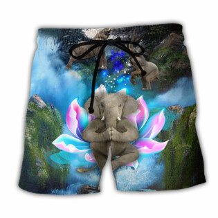 Elephant Yoga Pose On The Waterfall - Beach Short - Owl Ohh - Owl Ohh