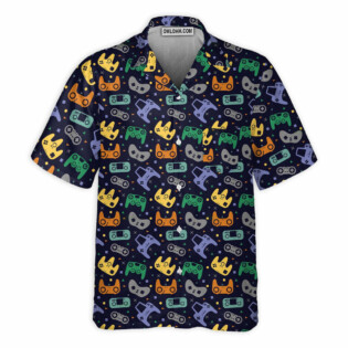 DnD Game Controller Black Pattern - Hawaiian Shirt - Owl Ohh - Owl Ohh