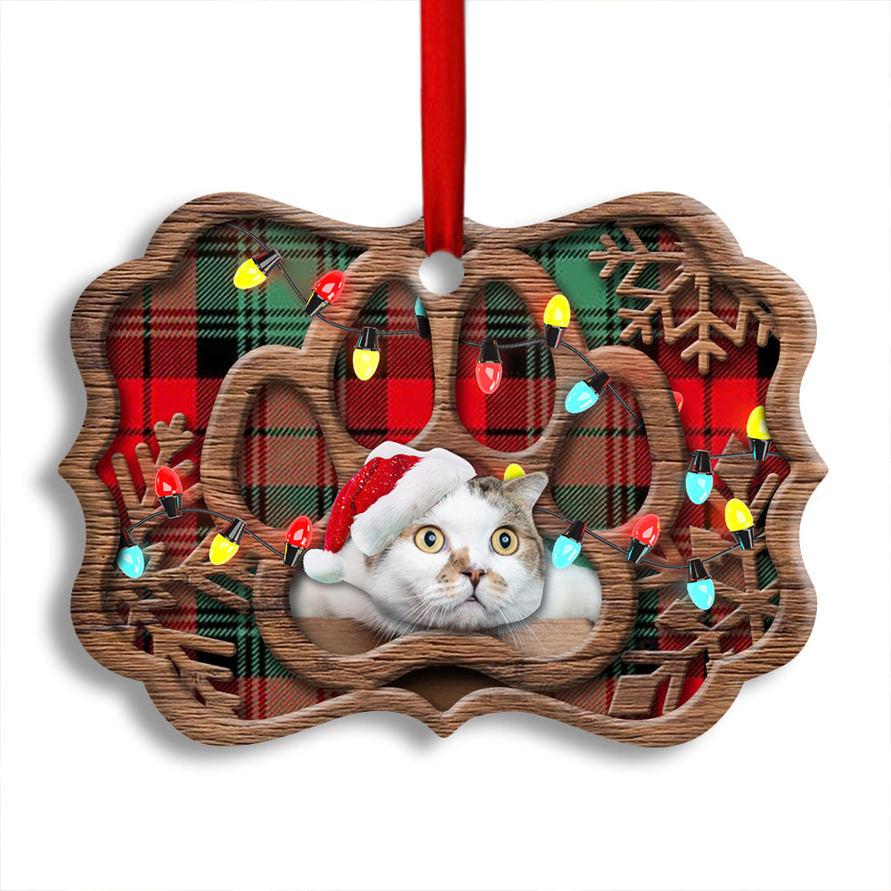 Christmas Meowy Xmas Gifts For Cat Lovers - Horizontal Ornament - Owl Ohh - Owl Ohh