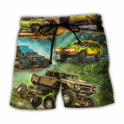 Jeep Abstract So Cool Vintage Art Style - Beach Short - Owl Ohh - Owl Ohh