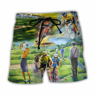 Cycling And Golf Lover Abstract Painting - Beach Short - Owl Ohh - Owl Ohh