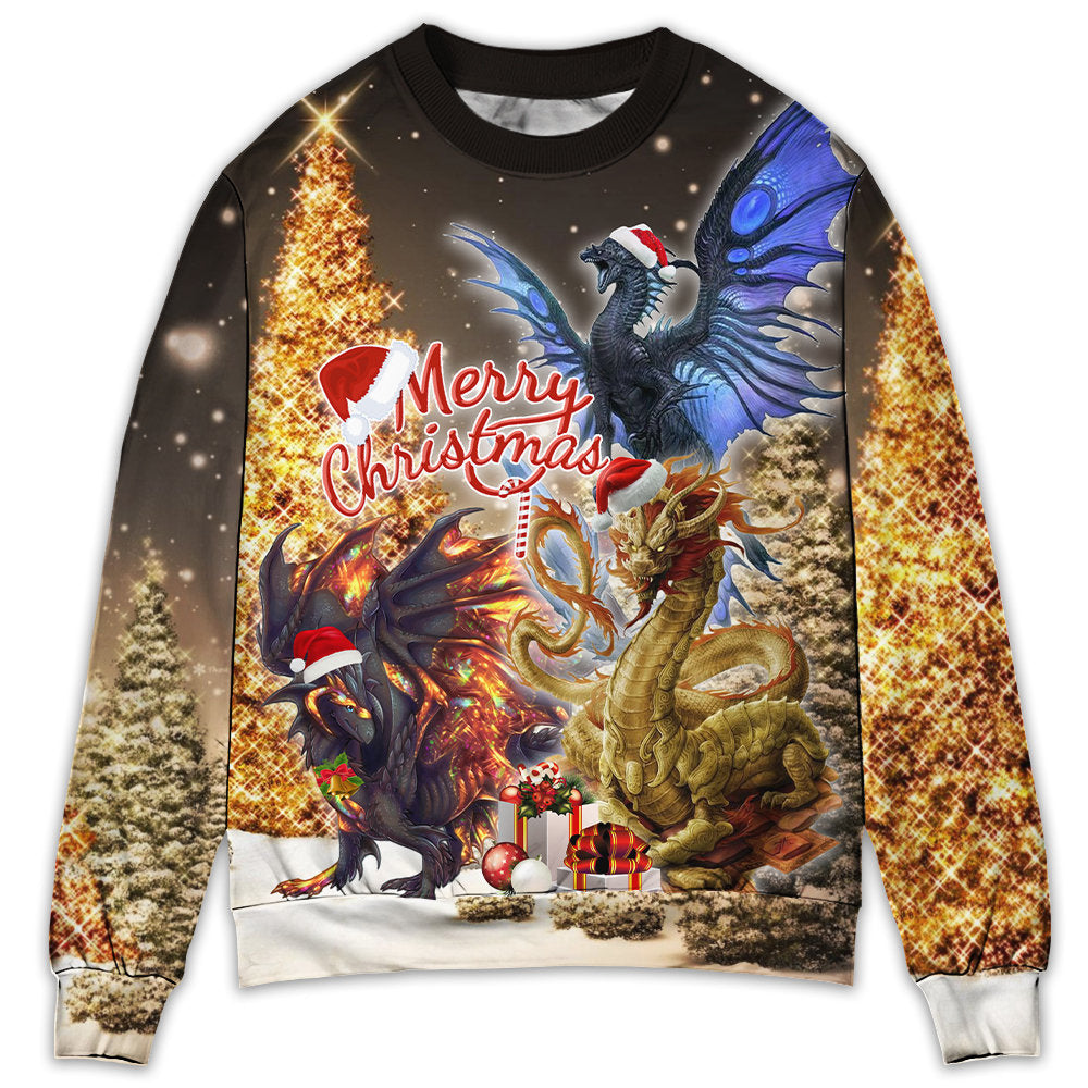 Dragon Merry Christmas Stronger Bright - Sweater - Ugly Christmas Sweaters - Owl Ohh - Owl Ohh
