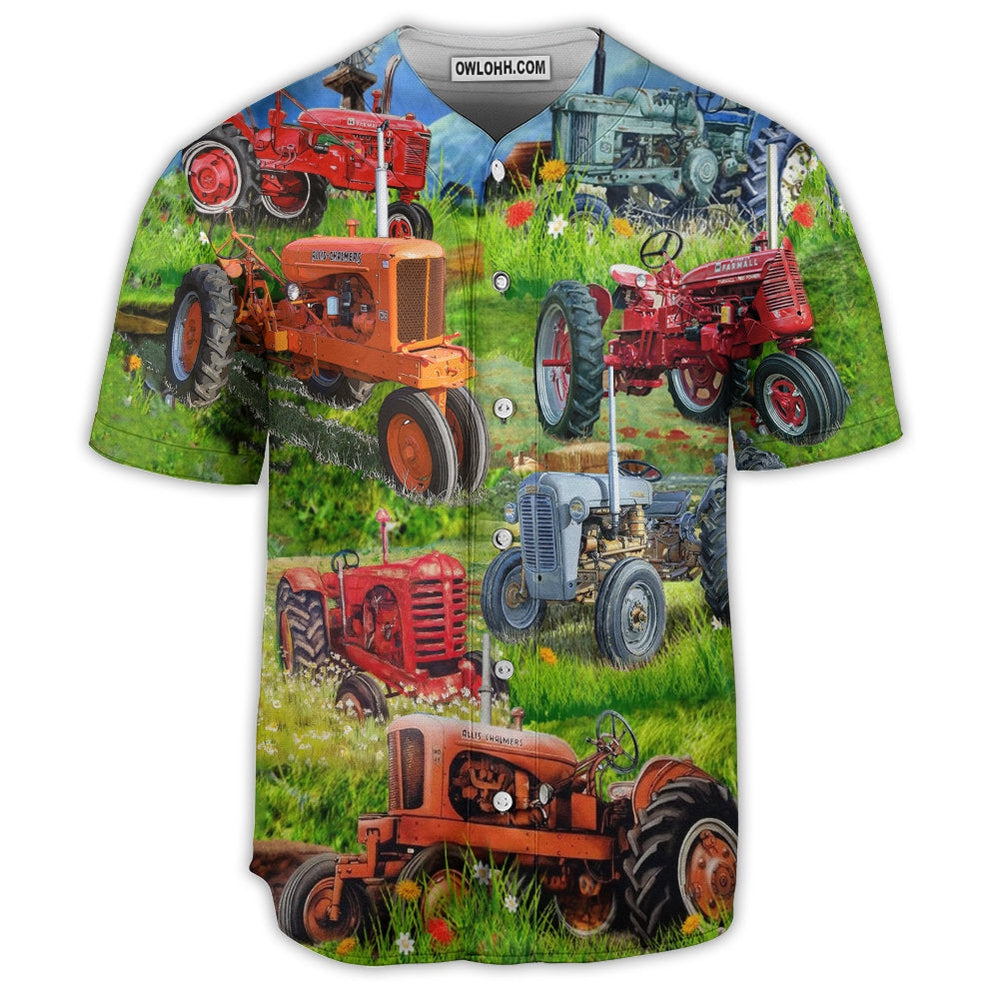 Tractor Real Men Drive Tractors - Baseball Jersey - Owl Ohh - Owl Ohh