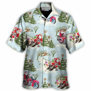 Christmas Santa Driving In Snow Forest - Hawaiian Shirt - Owl Ohh - Owl Ohh