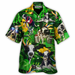 Cow Dancing And Play Funny Tropical Style - Hawaiian Shirt - Owl Ohh for men and women, kids - Owl Ohh