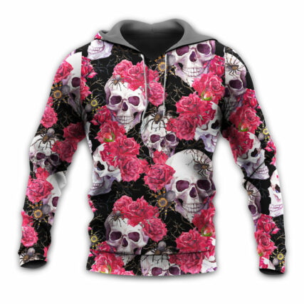 Skull And Roses With Spidy - Hoodie - Owl Ohh - Owl Ohh