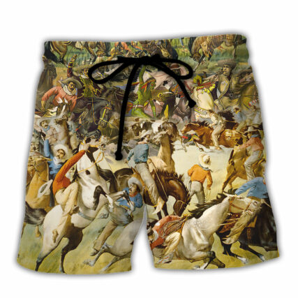 Cattle Show Buffalo Bill's Wild West Rough Riders Cossacks - Beach Short - Owl Ohh - Owl Ohh