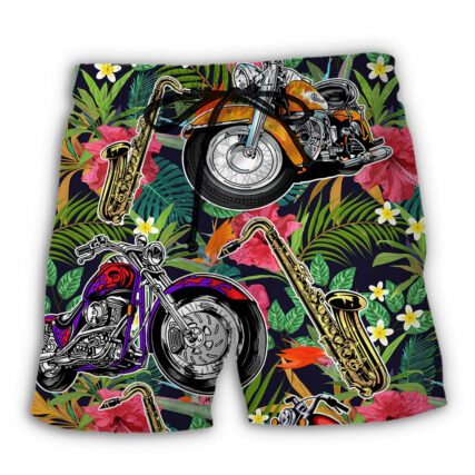Motorcycle I Like Motorcycles And Saxophone - Beach Short - Owl Ohh - Owl Ohh