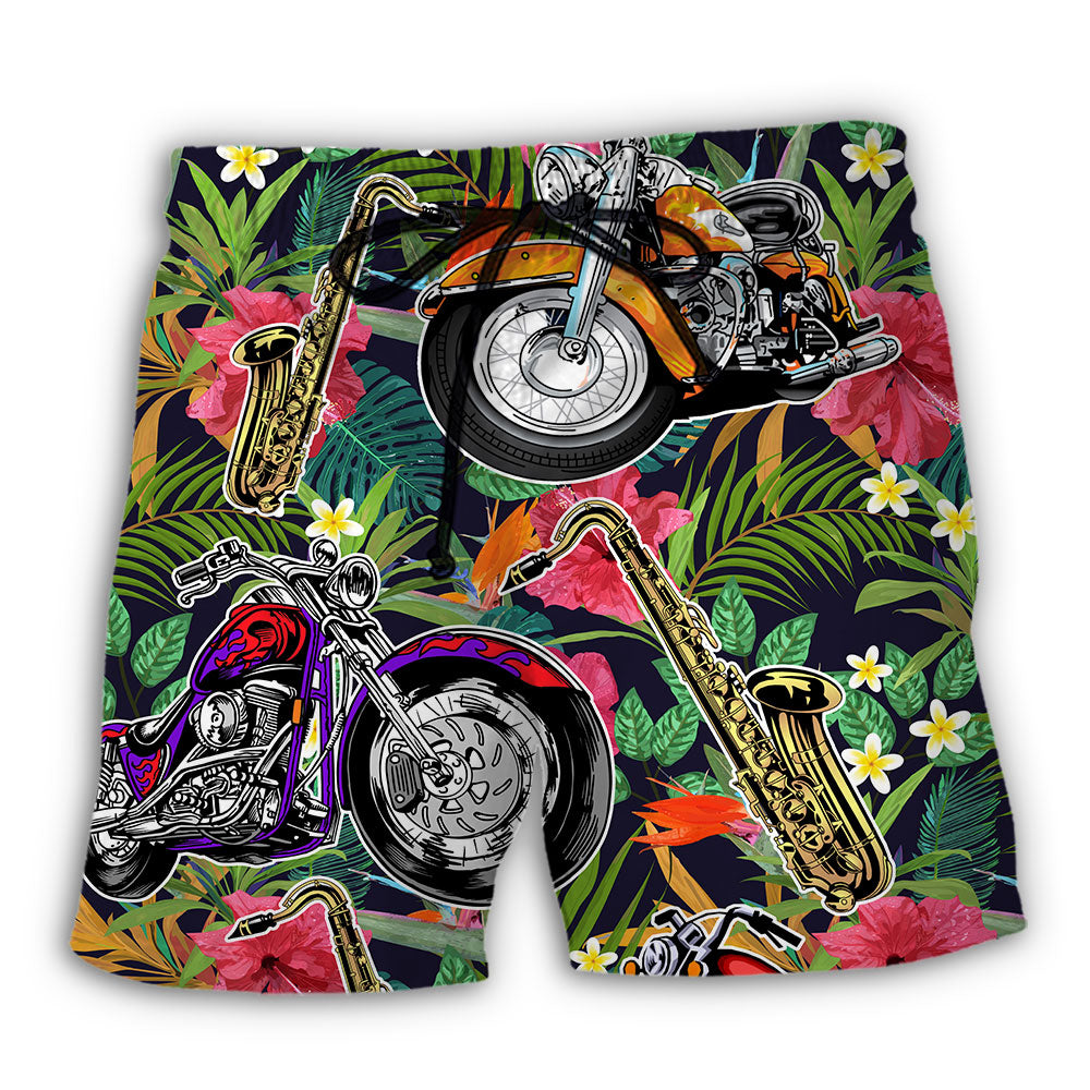 Motorcycle I Like Motorcycles And Saxophone - Beach Short - Owl Ohh - Owl Ohh