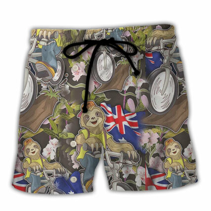 Solth Australia Sloth Ride Cycling Art - Beach Short - Owl Ohh - Owl Ohh