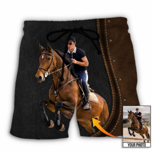 Horse Riding Horse Leather Style Custom Photo - Beach Short - Owl Ohh - Owl Ohh