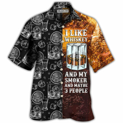 Wine Whiskey I Like Whiskey And My Smoker - Hawaiian Shirt - Owl Ohh - Owl Ohh