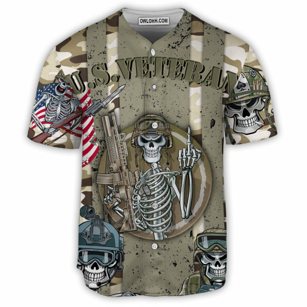 Veteran US Skull Style - Baseball Jersey - Owl Ohh - Owl Ohh